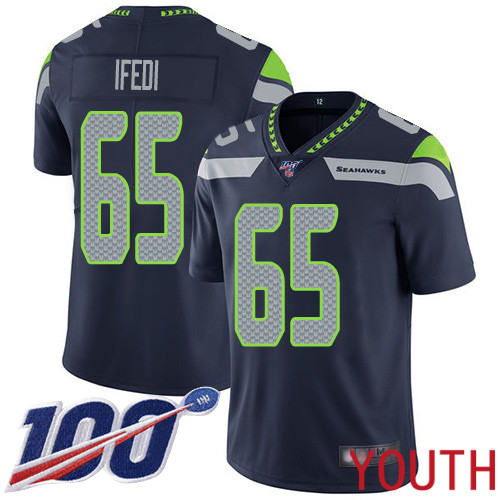 Seattle Seahawks Limited Navy Blue Youth Germain Ifedi Home Jersey NFL Football 65 100th Season Vapor Untouchable